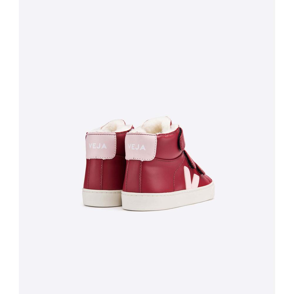 Red Kids' Veja ESPLAR MID FURED LEATHER High Tops | AU 682UZG